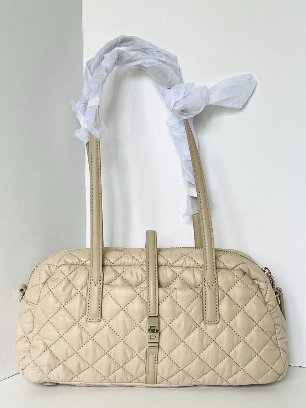 MZ Wallace Small Astor Satchel Buff Quilted Shoulder Crossbody Bag